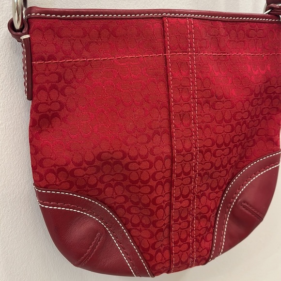 Red Coach Cross Body Purse - leather strap and accents - Picture 6 of 7